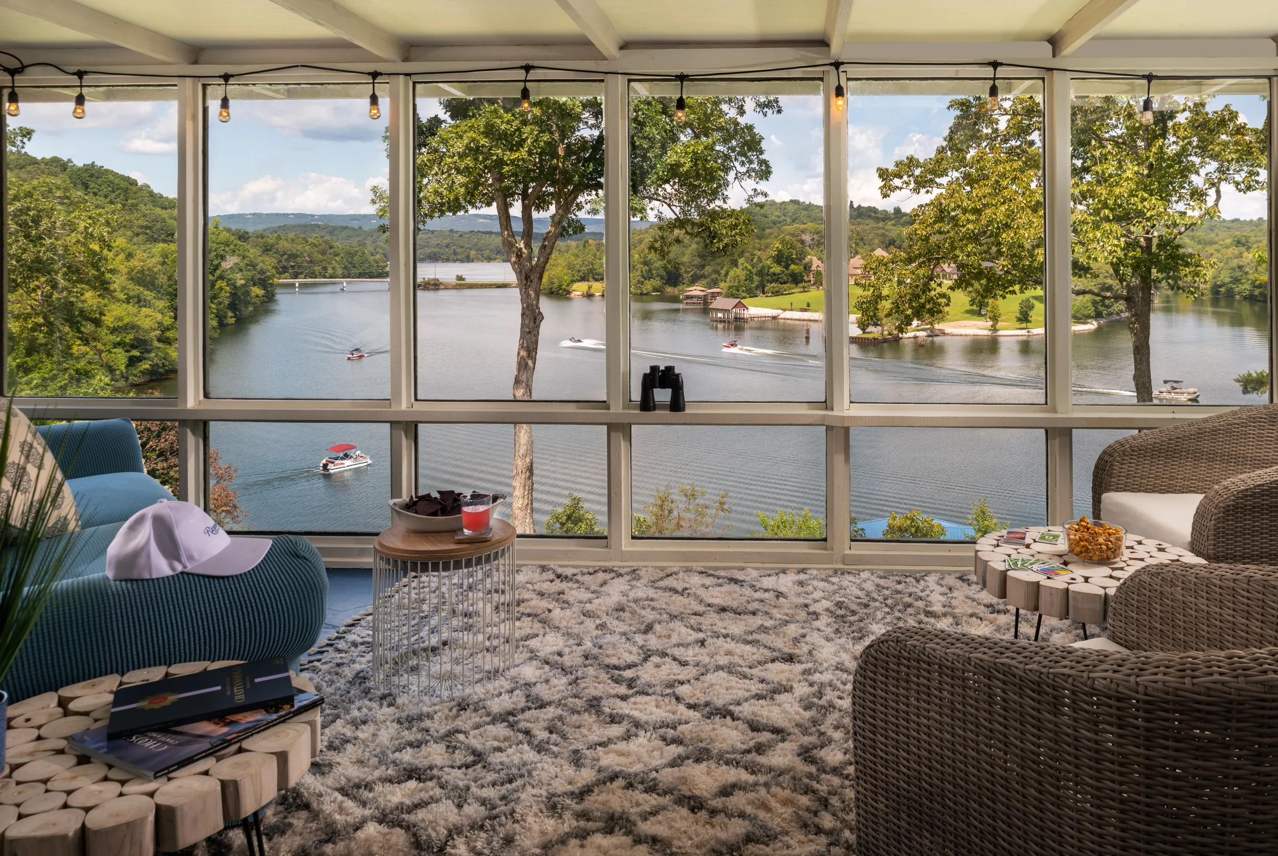 A Frame Sunroom View of Boats