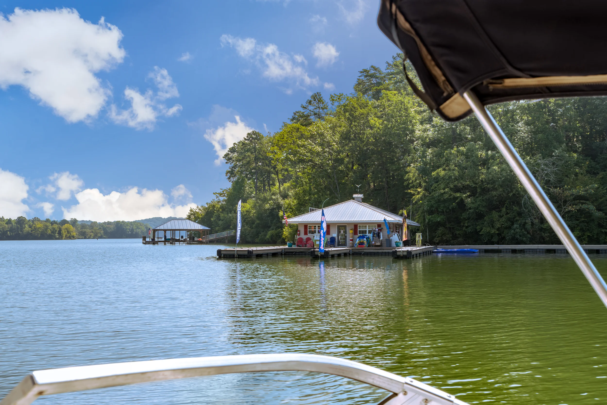 Boat on the River by the dock in Soddy Daisy Tennessee